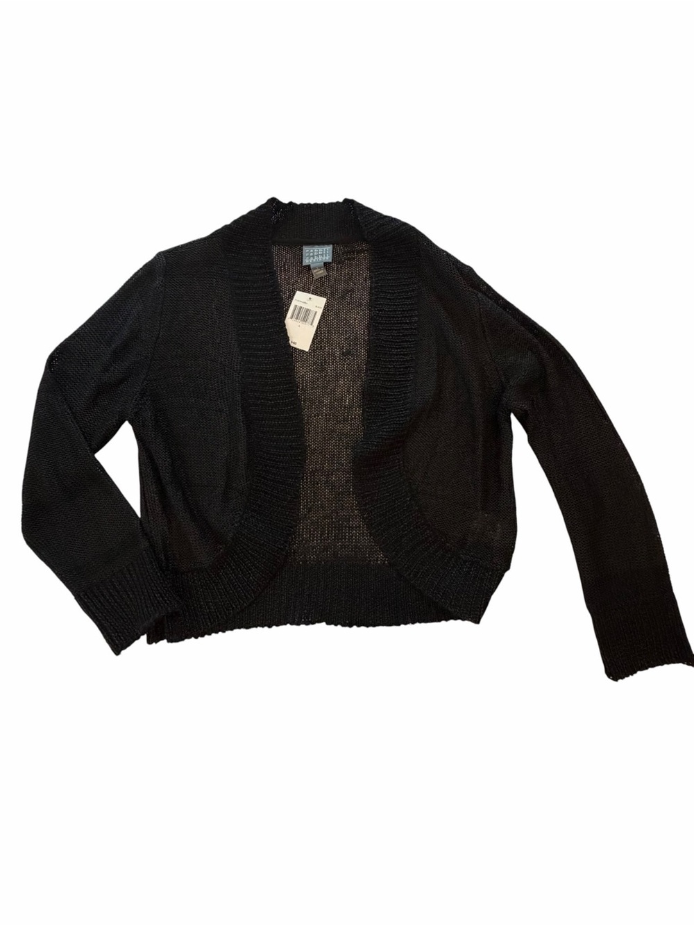 Rabbit Rabbit Rabbit Designs Black Open Front Knit Cardigan Sweater NWT Large